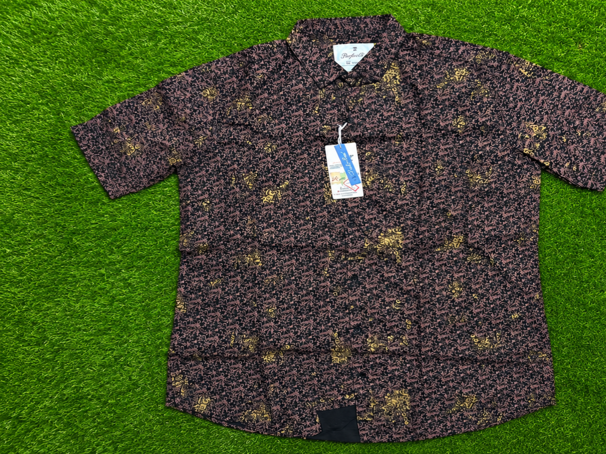 Men's Brown Floral Printed Casual Cotton Shirt